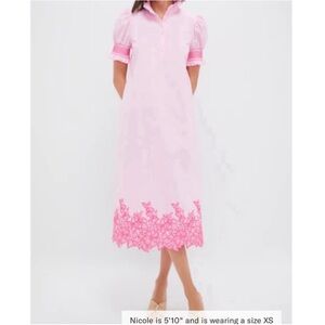 Tuckernuck Pink Dress with Floral Trim